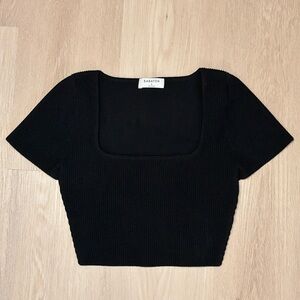 Nwt Sculp Knit Black Cropped Babaton Top